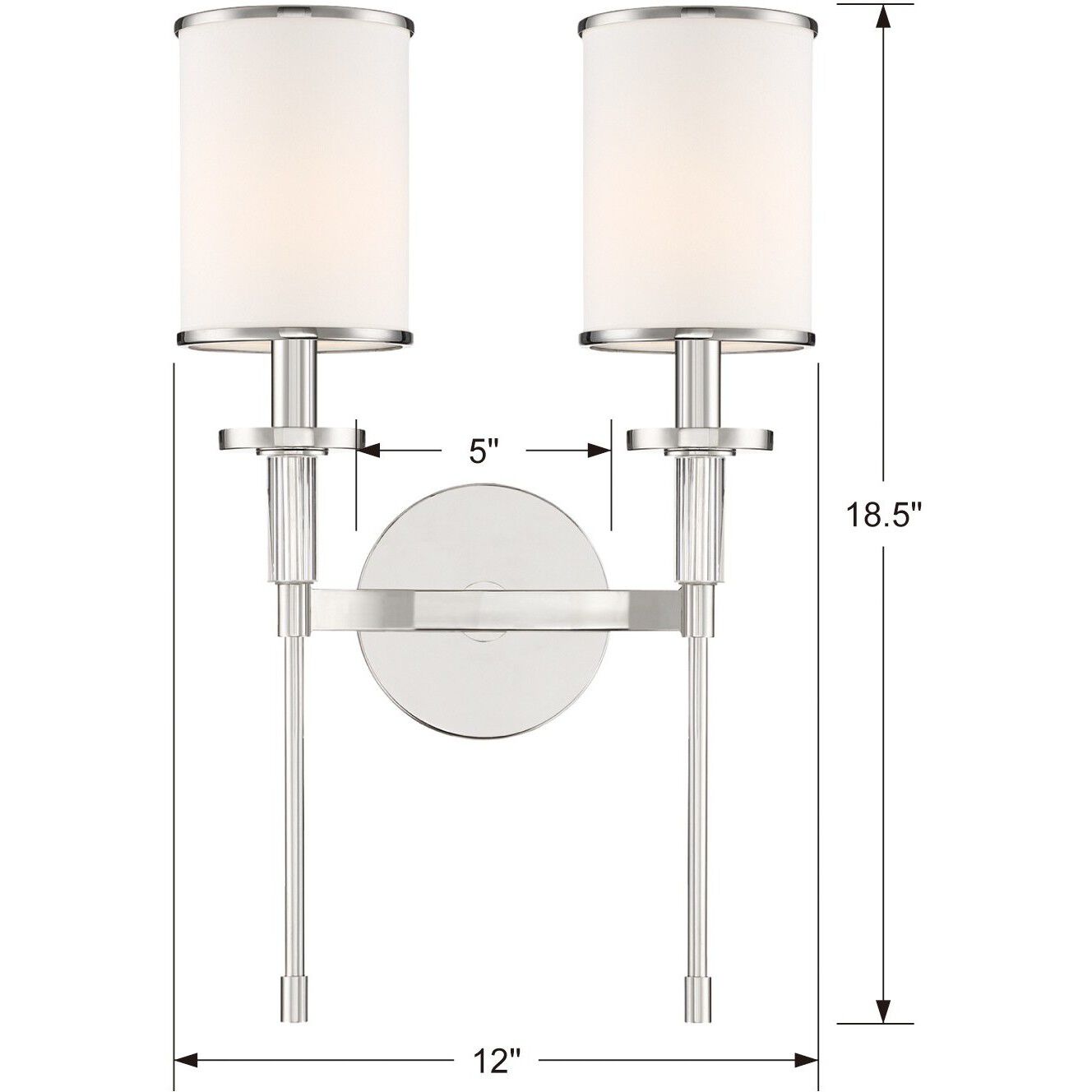 Hatfield 2 Light 12 inch Polished Nickel Sconce Wall Light