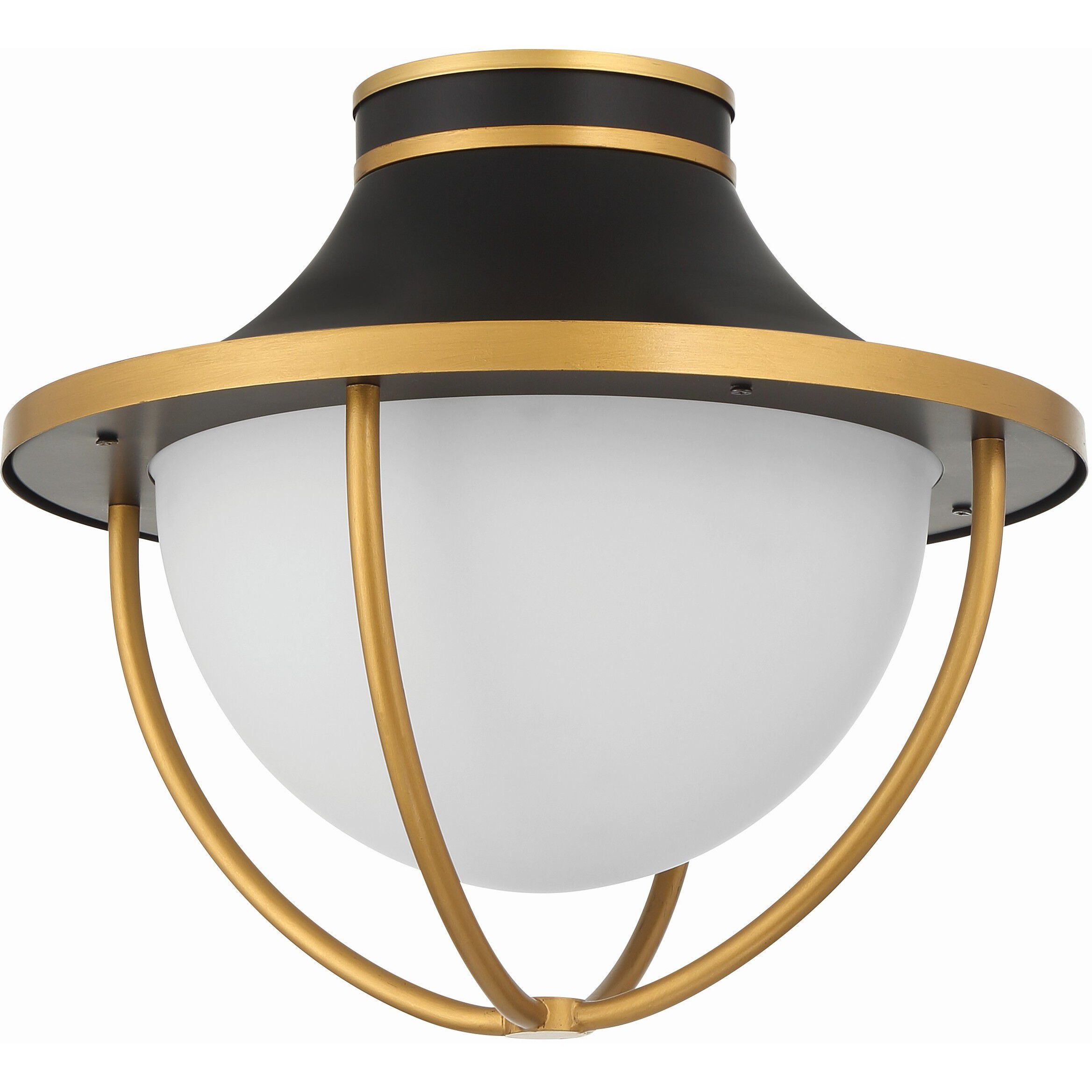 Atlas 2 Light 13.5 inch Matte Black/Textured Gold Outdoor Semi Flush