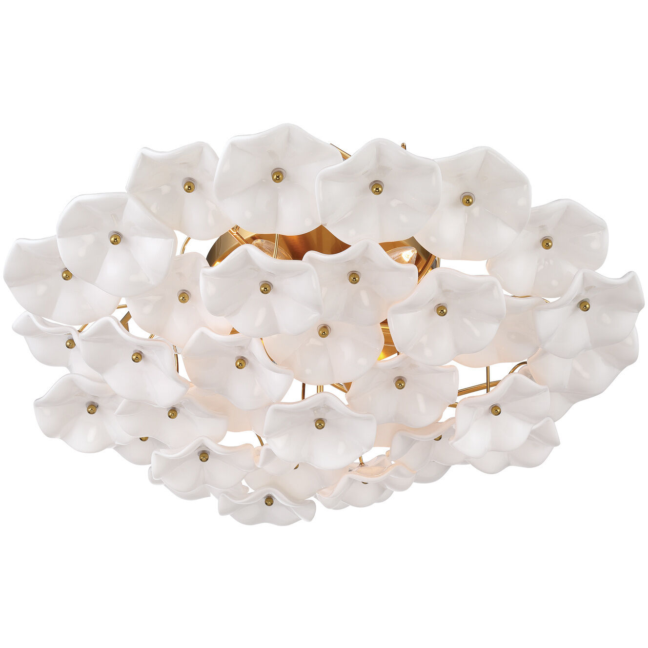 Esme 6 Light 22.5 inch Aged Brass Semi Flush Ceiling Light