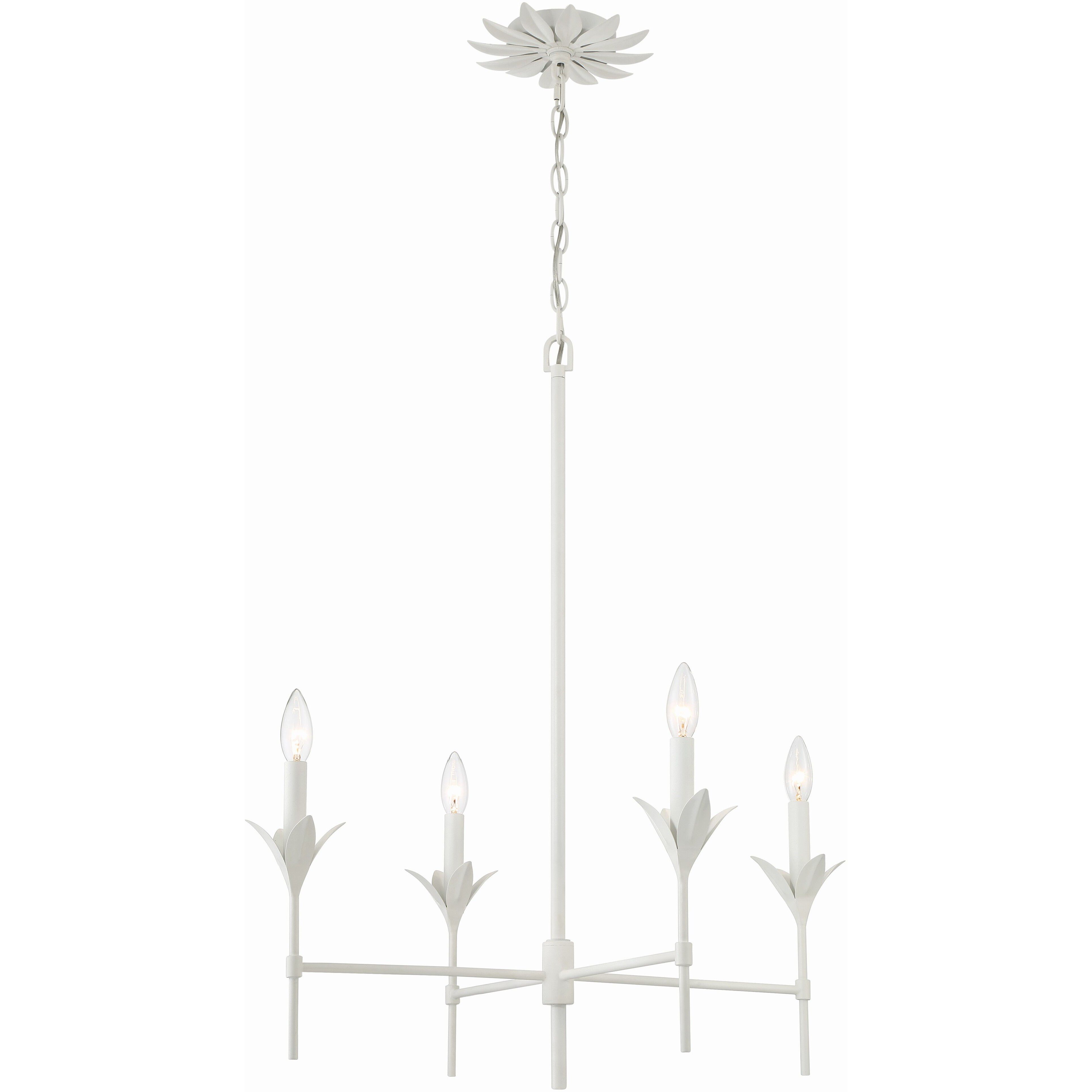 Broche 4 Light 28 inch Matte White Chandelier Ceiling Light