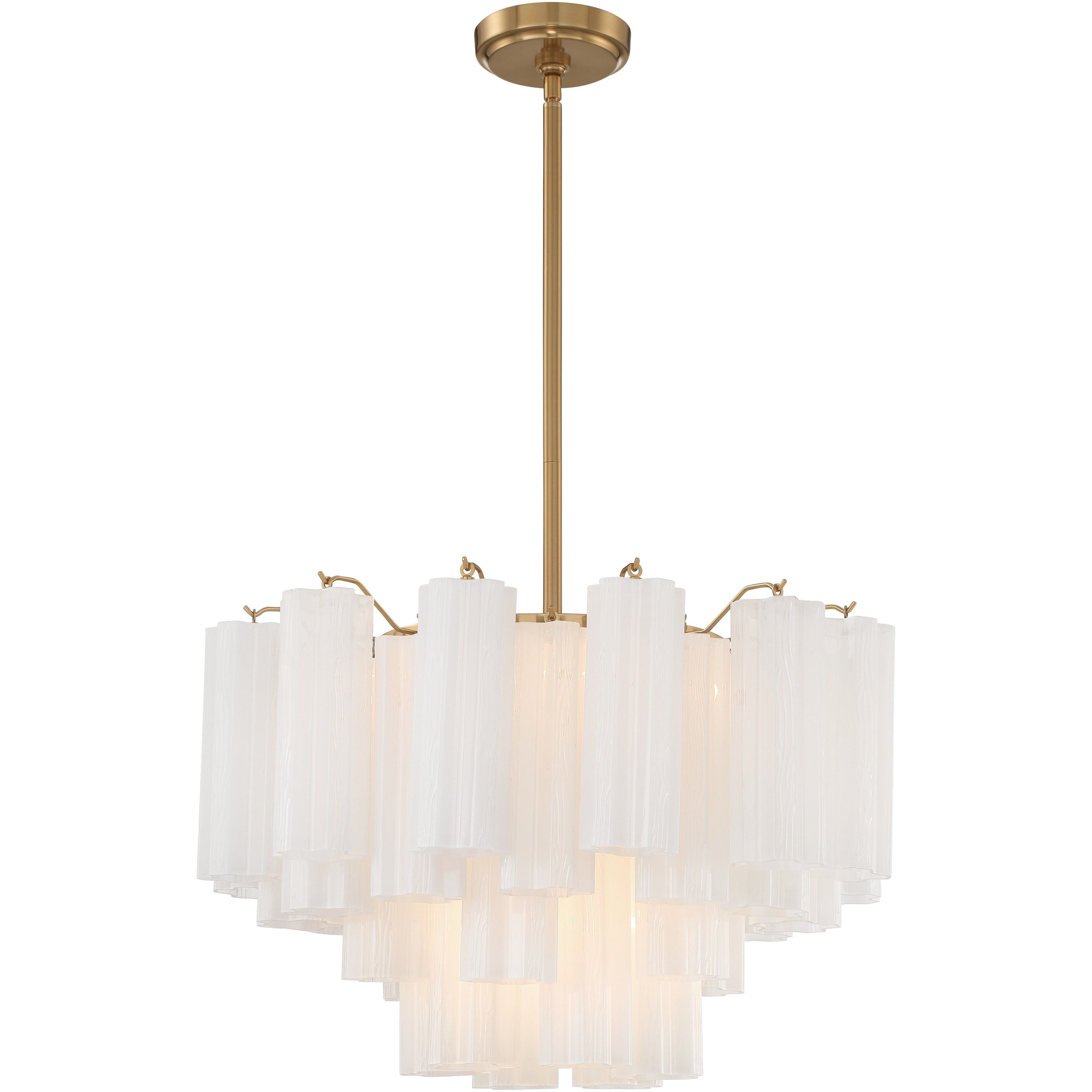 Addis 9 Light 22 inch Aged Brass Chandelier Ceiling Light in Tronchi Glass White