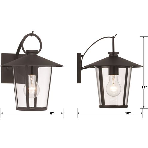 Andover 1 Light 11 inch Matte Black Outdoor Sconce in Clear