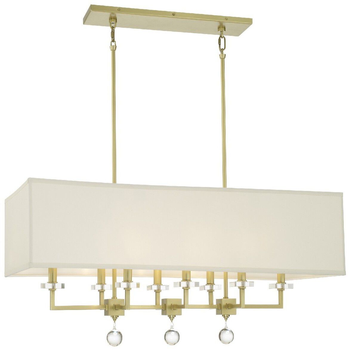 Paxton 8 Light 38 inch Aged Brass Linear Chandelier Ceiling Light