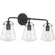 Voss 3 Light 25 inch Matte Black Bath Vanity Wall Light