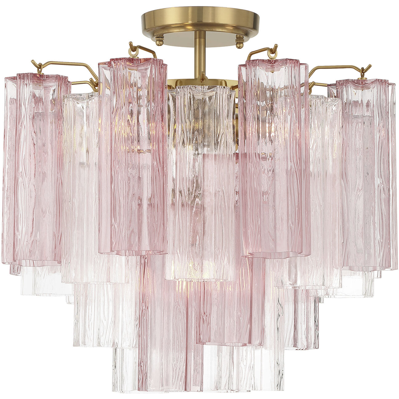 Addis 4 Light 17.75 inch Aged Brass Semi Flush Mount Ceiling Light in Spring