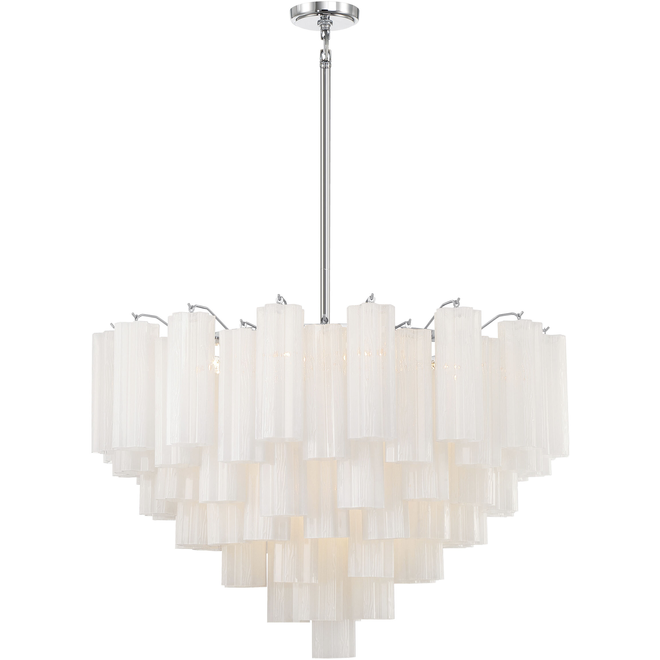 Addis 16 Light 32 inch Polished Chrome Chandelier Ceiling Light in Tronchi Glass White
