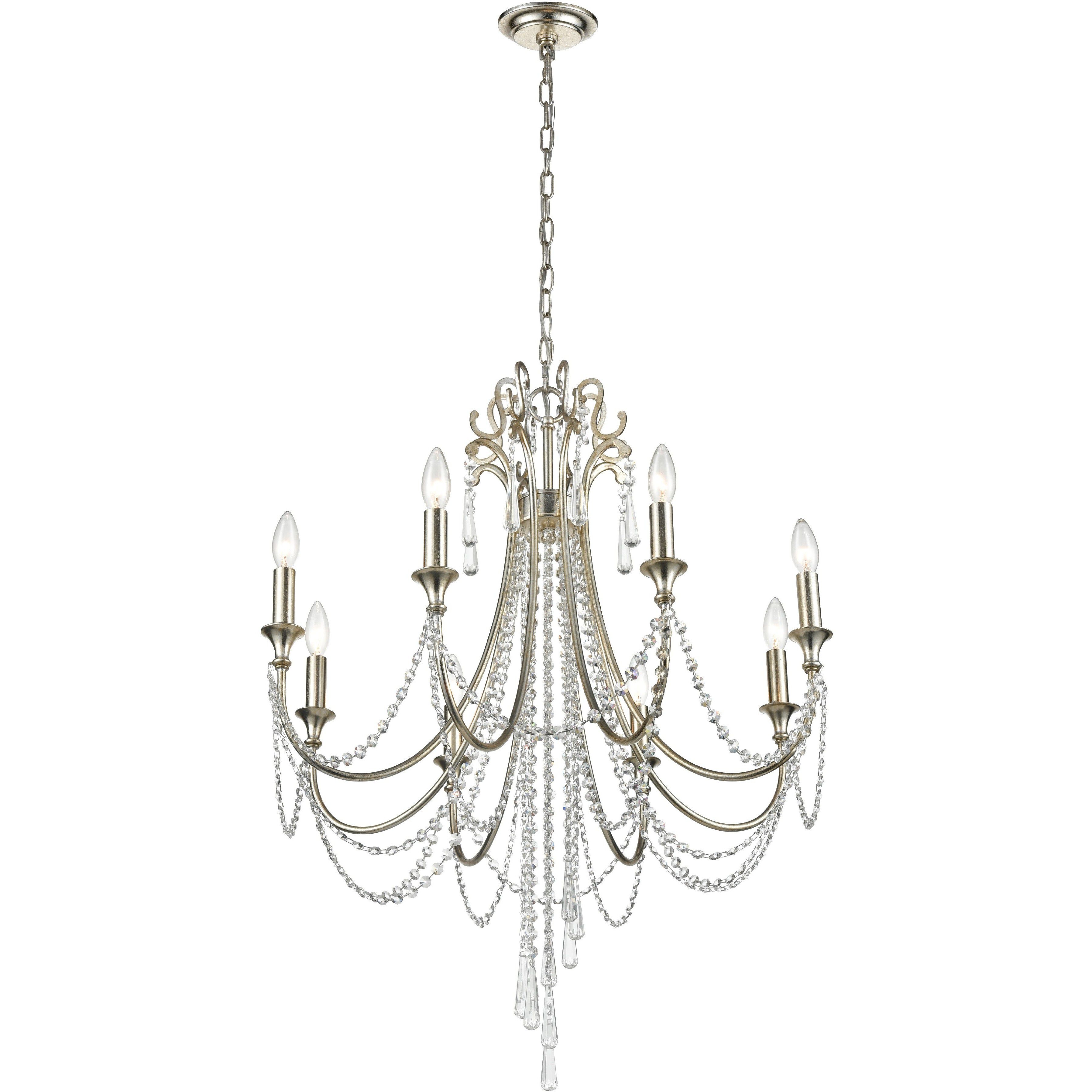 Arcadia 8 Light 26.75 inch Antique Silver Chandelier Ceiling Light