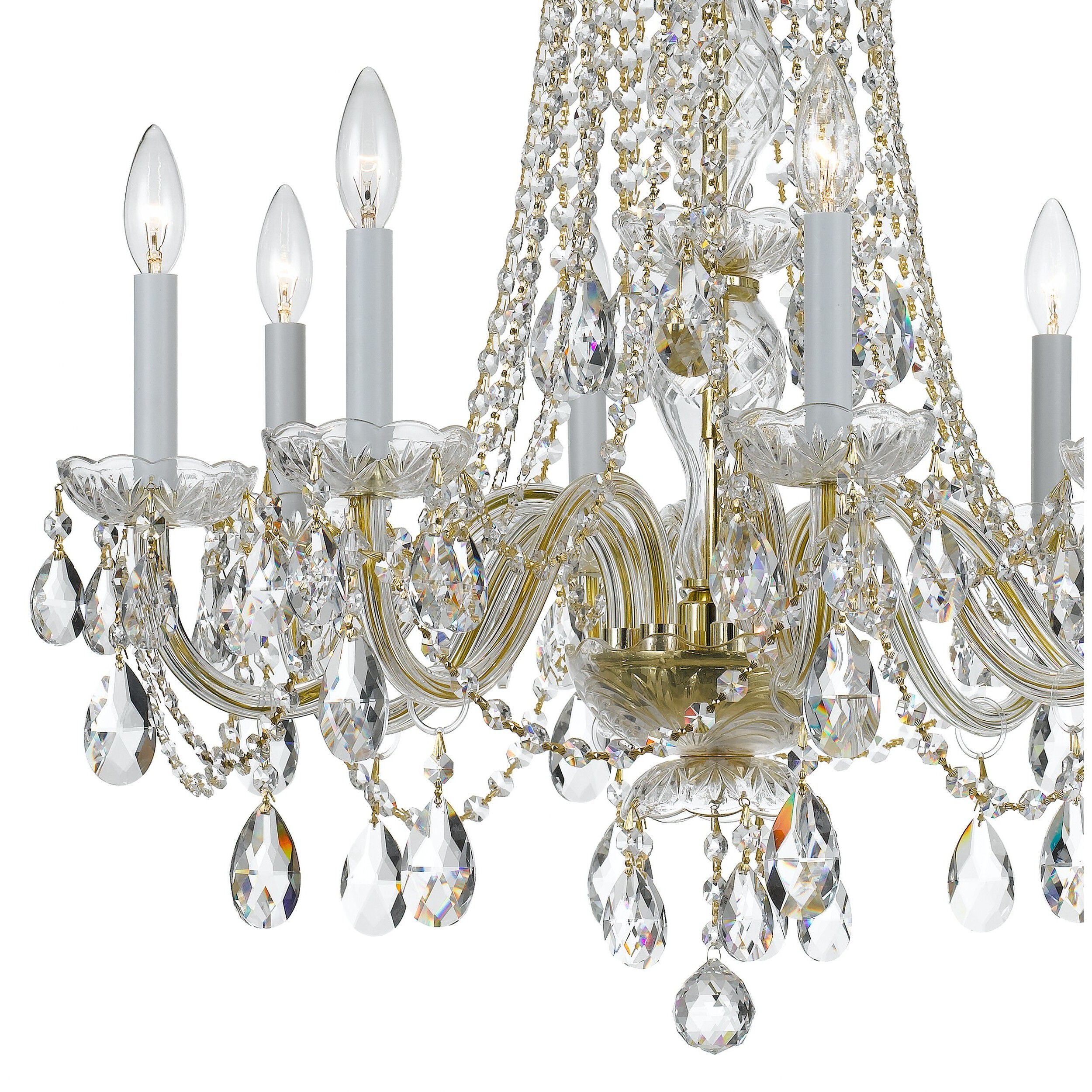 Traditional Crystal 8 Light 26 inch Polished Brass Chandelier Ceiling Light in Clear Hand Cut