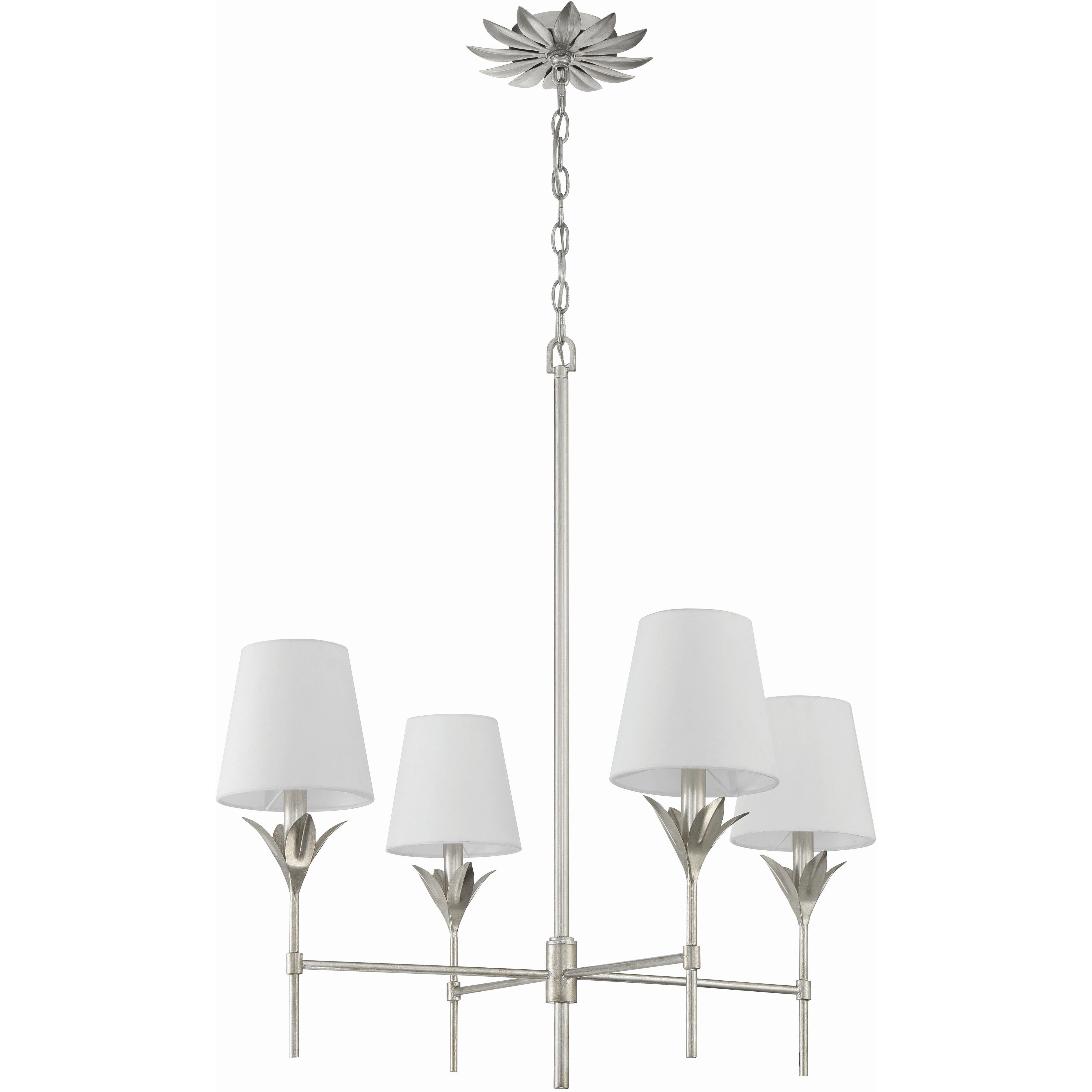 Broche 4 Light 28 inch Antique Silver Chandelier Ceiling Light