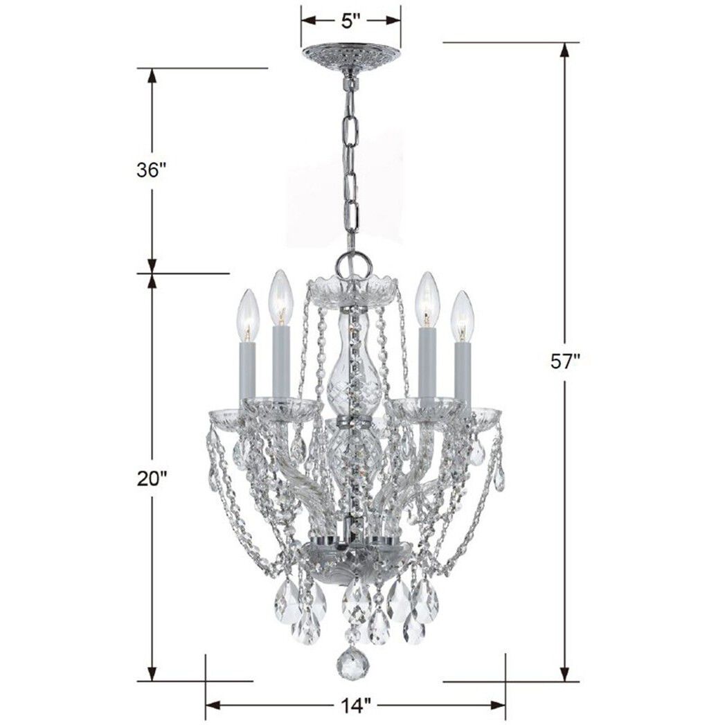 Traditional Crystal 5 Light 14 inch Polished Chrome Mini Chandelier Ceiling Light in Clear Hand Cut