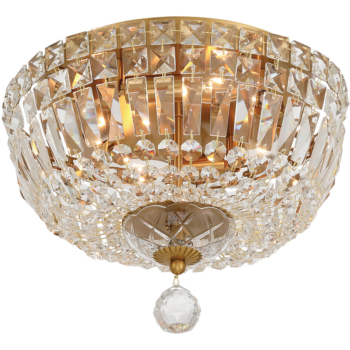 Roslyn 4 Light 12 inch Aged Brass Flush Ceiling Light