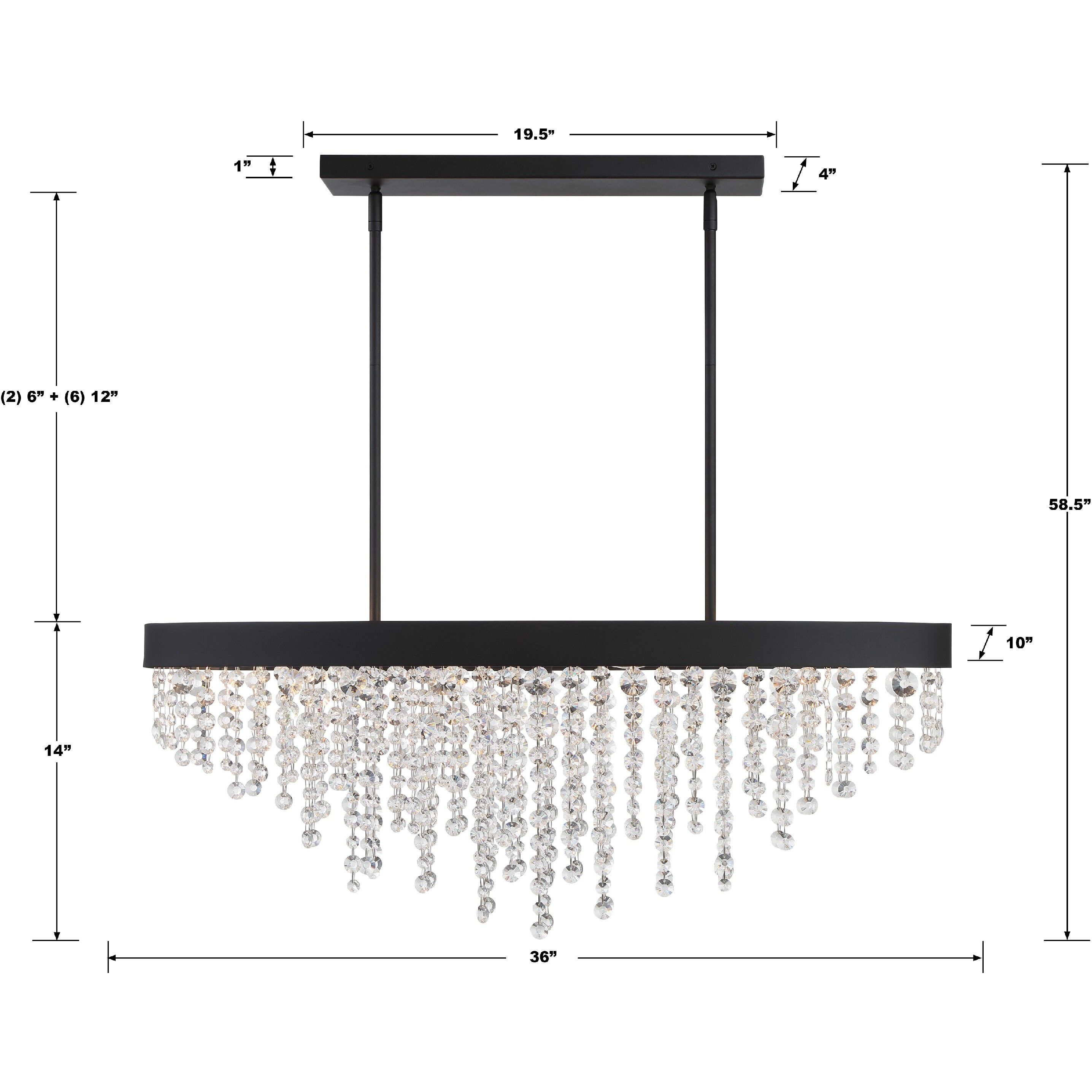Winham 8 Light 36 inch Black Forged Linear Chandelier Ceiling Light
