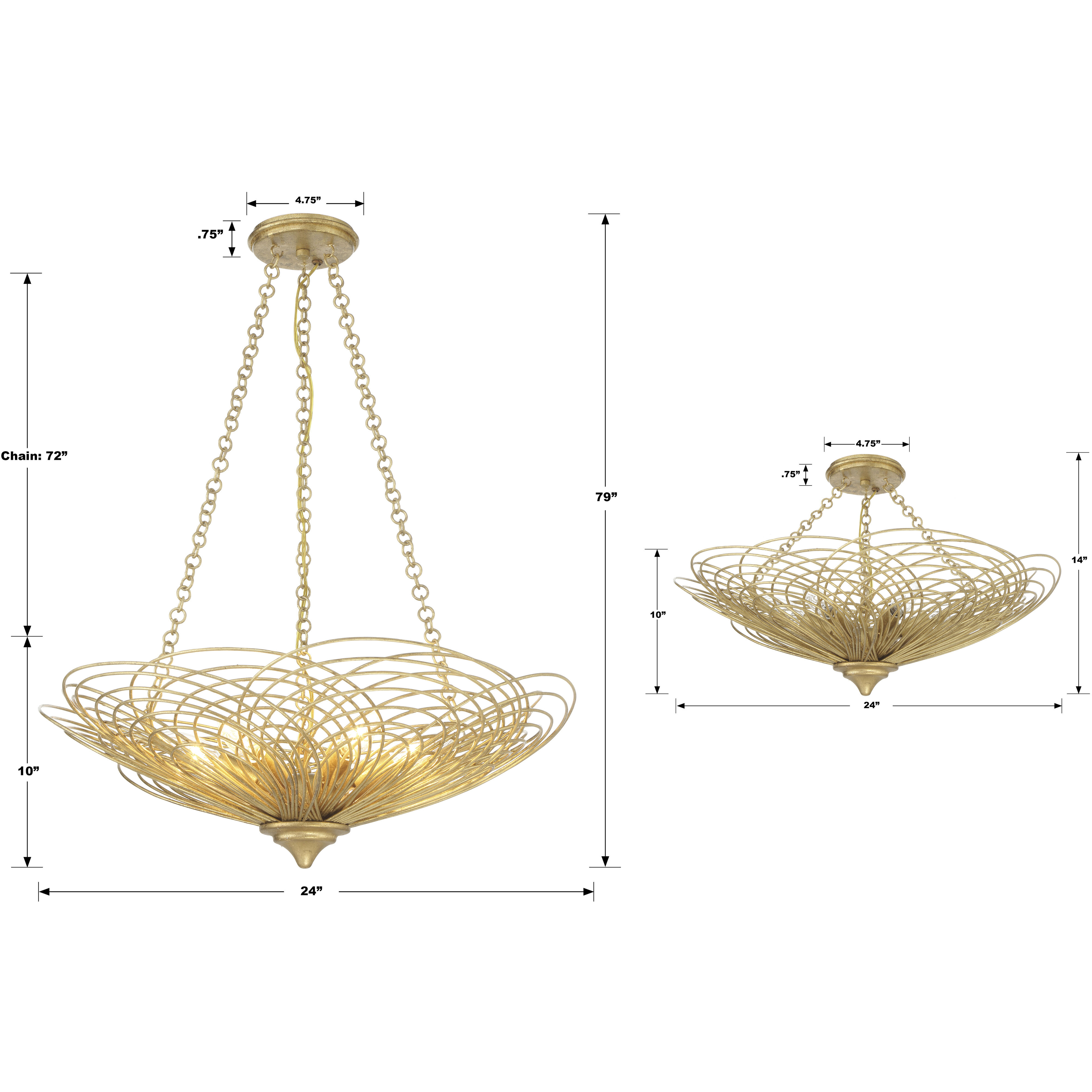 Doral 6 Light 24 inch Renaissance Gold Chandelier Ceiling Light