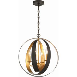 Luna 4 Light 16 inch English Bronze and Antique Gold Mini Chandelier Ceiling Light
