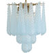 Ollie 4 Light 14.25 inch Aged Brass Semi Flush Ceiling Light in Sand Glass Blue