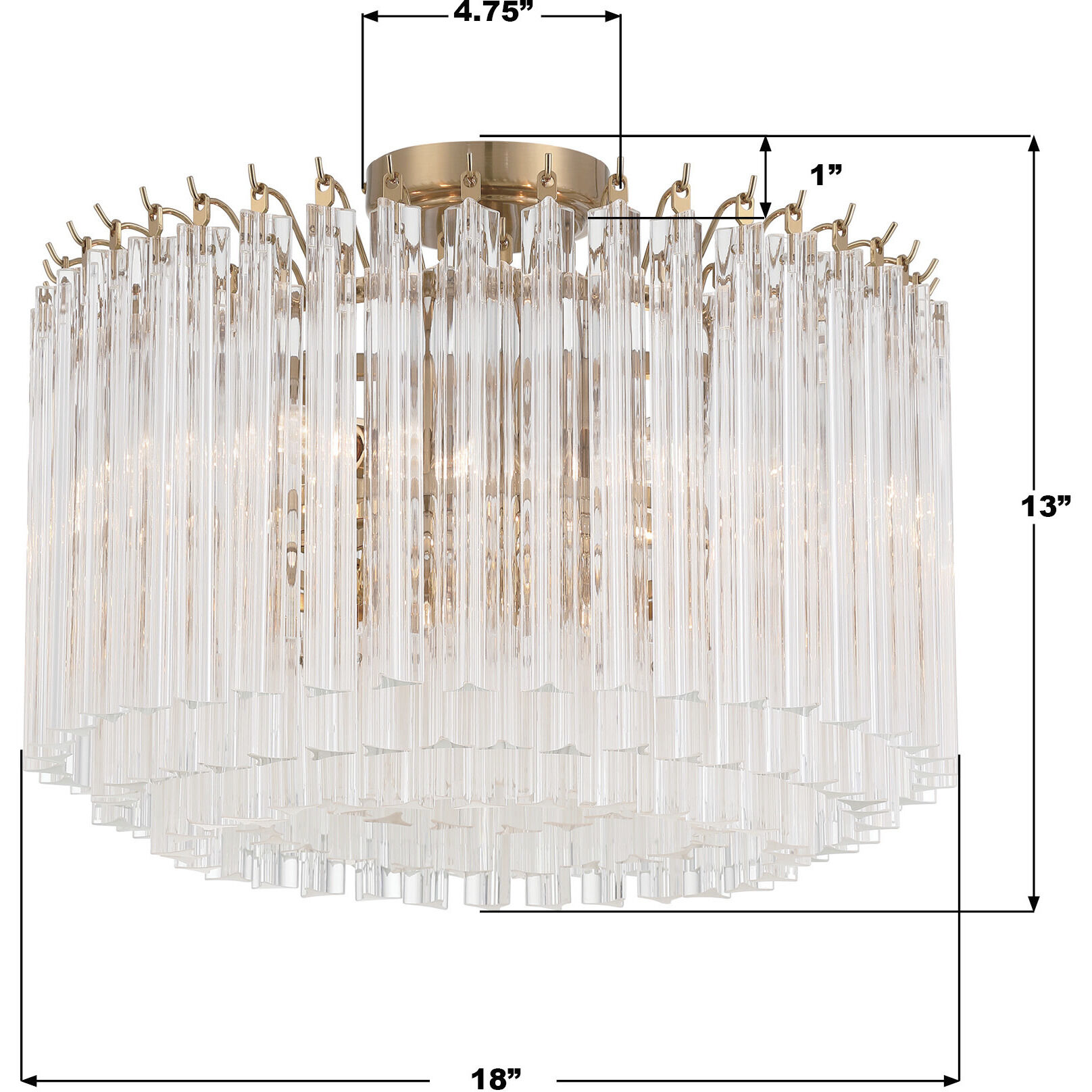 Lofton 5 Light 18 inch Aged Brass Semi Flush Ceiling Light