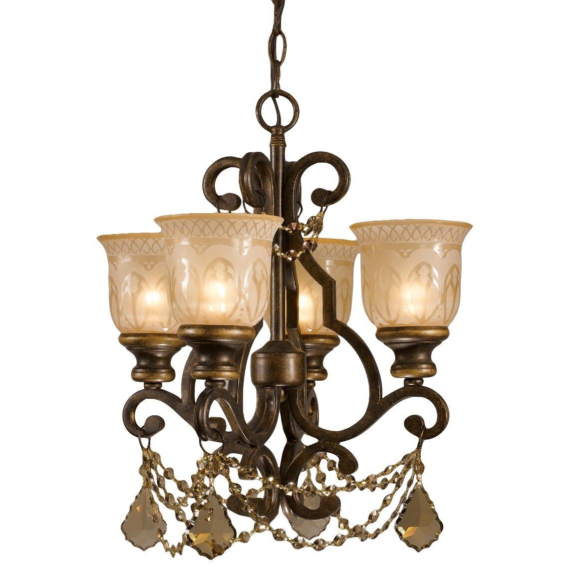 Norwalk 4 Light 17 inch Bronze Umber Mini Chandelier Ceiling Light in Golden Teak Hand Cut