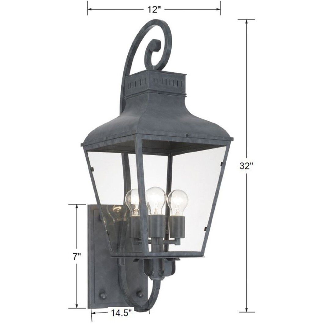 Dumont 3 Light 12 inch Graphite Sconce Wall Light