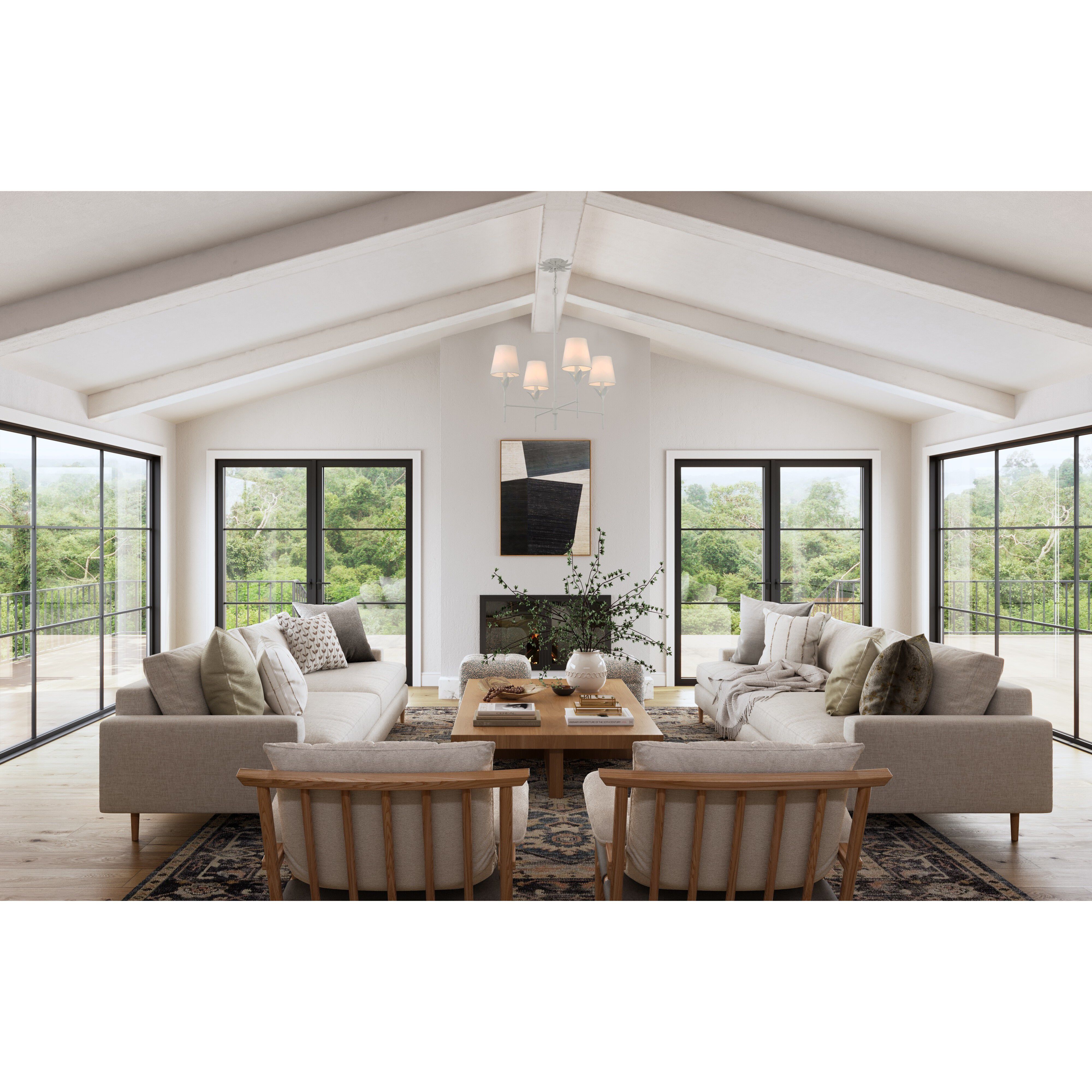 Broche 4 Light 28 inch Matte White Chandelier Ceiling Light