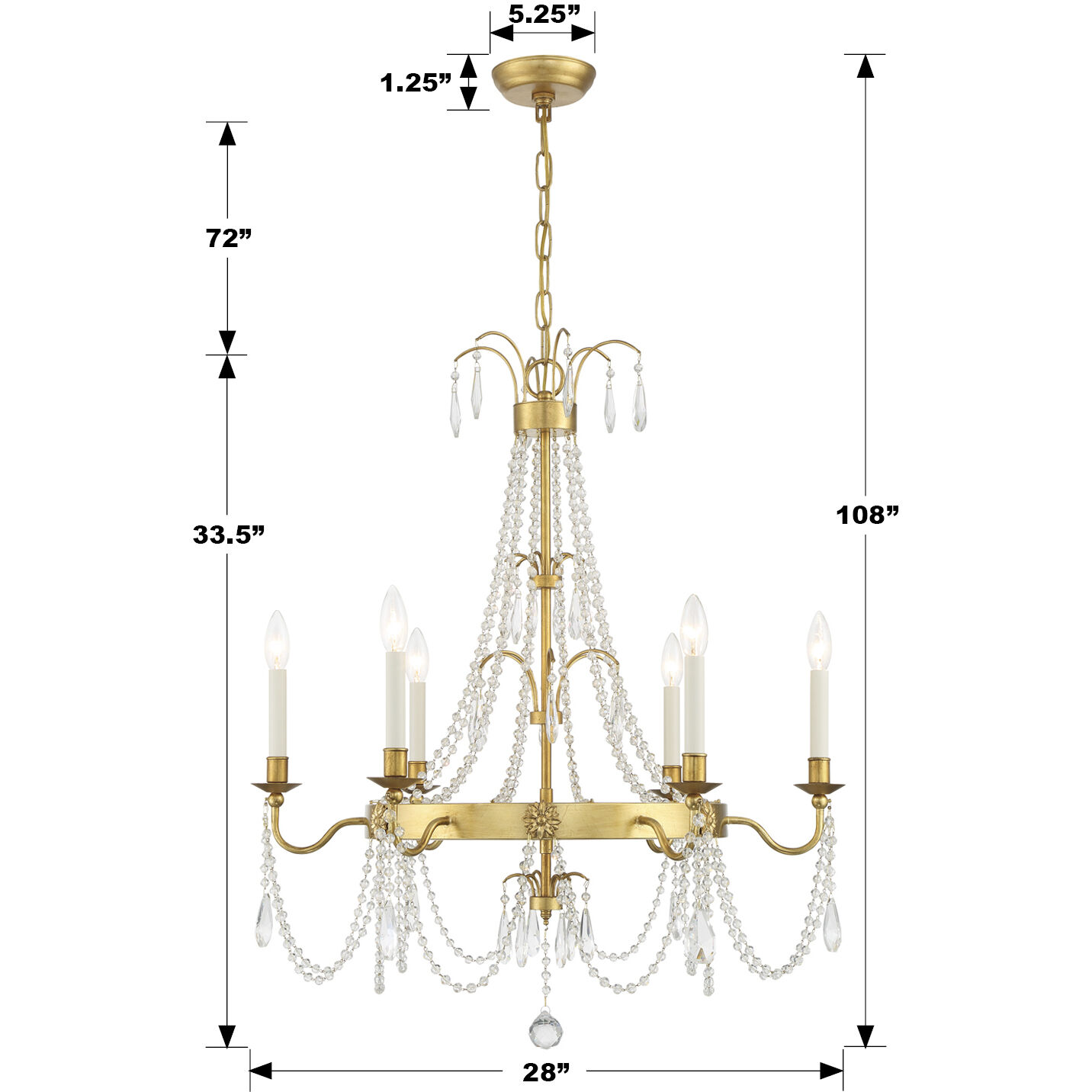 Maizey 6 Light 28 inch Antique Gold Chandelier Ceiling Light