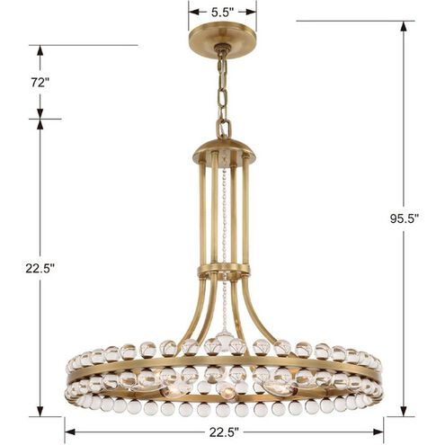 Clover 8 Light 22.5 inch Aged Brass Chandelier Ceiling Light