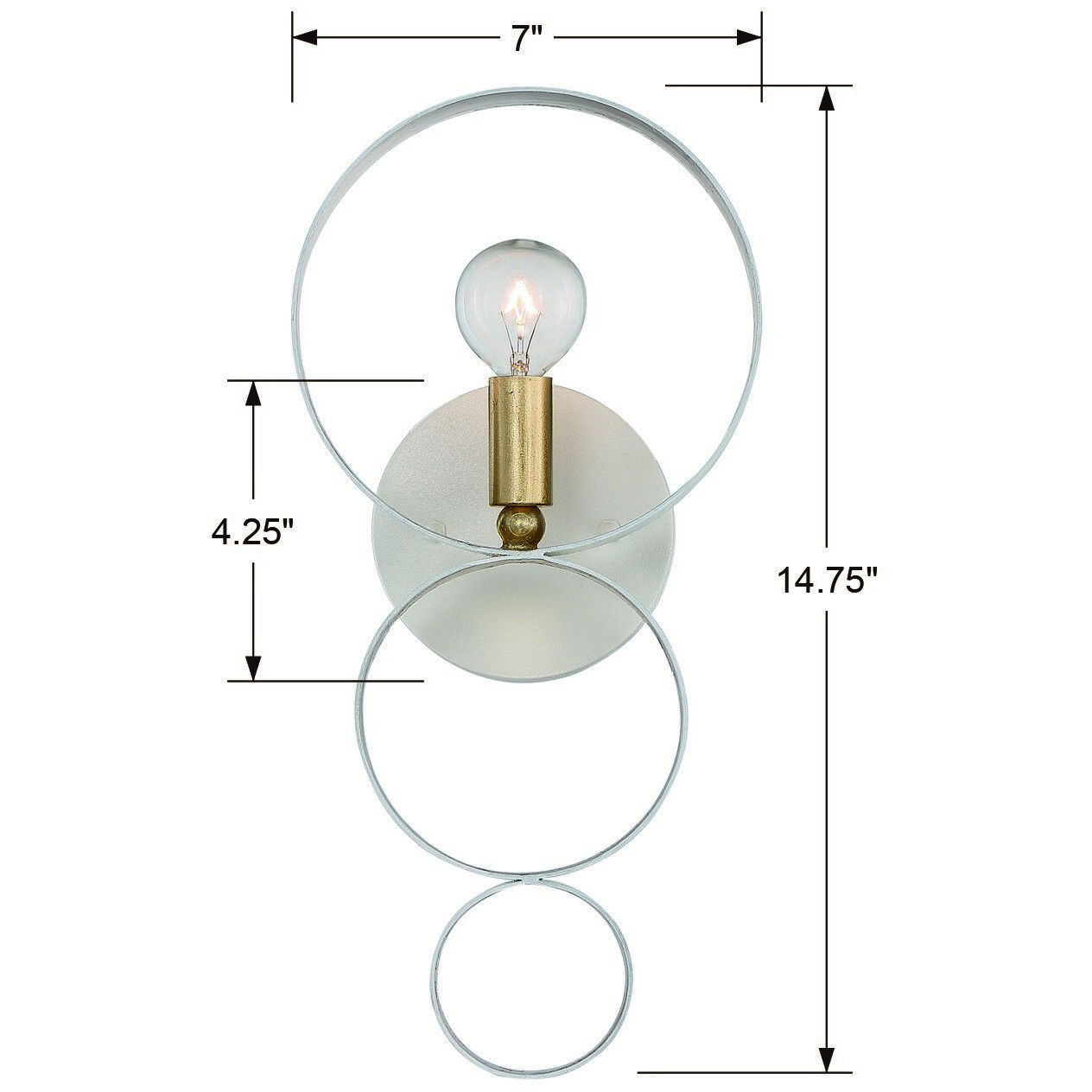 Luna Bath Sconce Wall Light in Matte White and Antique Gold