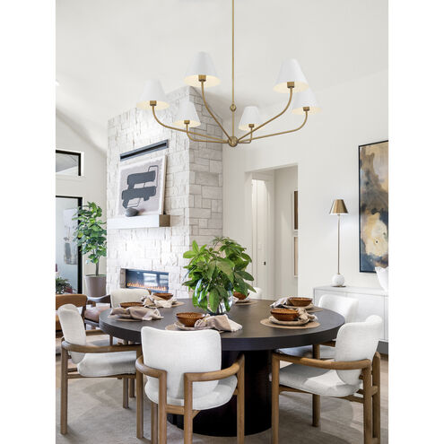 Xavier 6 Light 48 inch Vibrant Gold and White Chandelier Ceiling Light