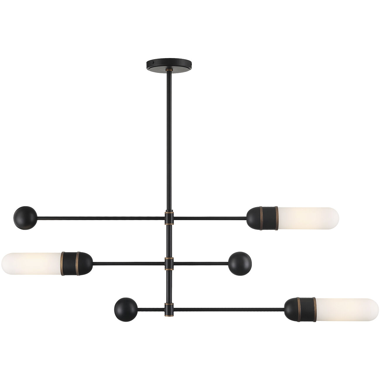 Capsule 3 Light 47.75 inch Matte Black and Textured Gold Chandelier Ceiling Light