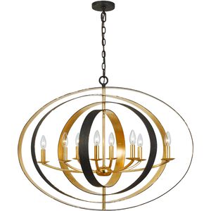 Luna 8 Light 36 inch English Bronze with Antique Gold Chandelier Ceiling Light