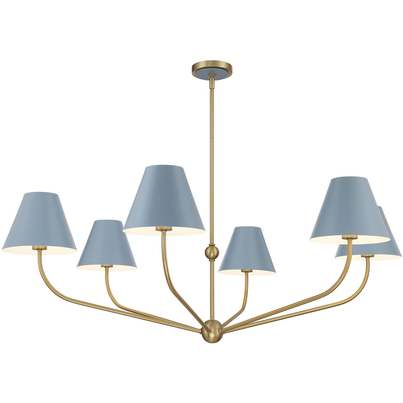 Xavier 6 Light 48 inch Vibrant Gold Chandelier Ceiling Light in Vibrant Gold and Blue