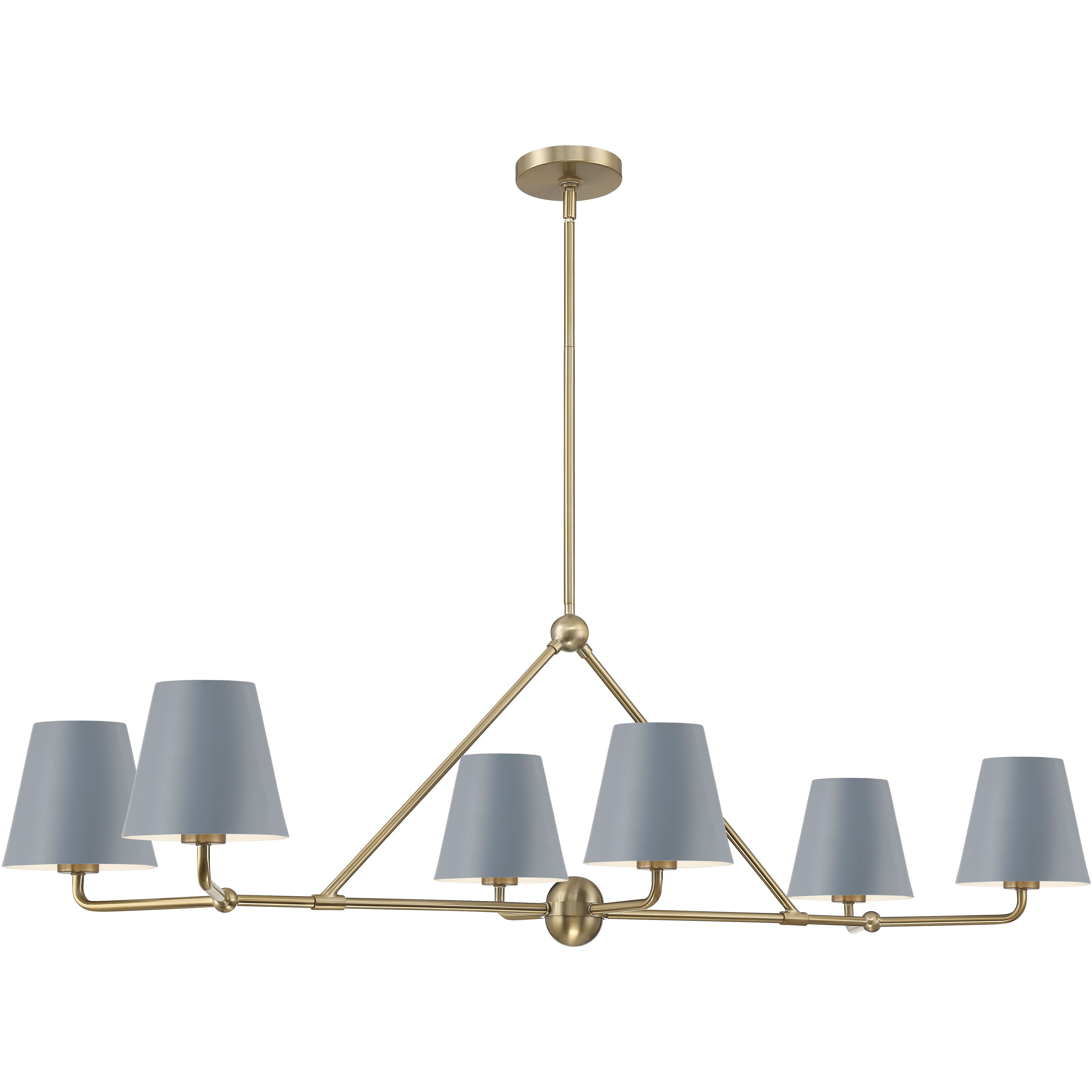 Xavier 6 Light 46 inch Vibrant Gold Linear Chandelier Ceiling Light in Vibrant Gold and Blue