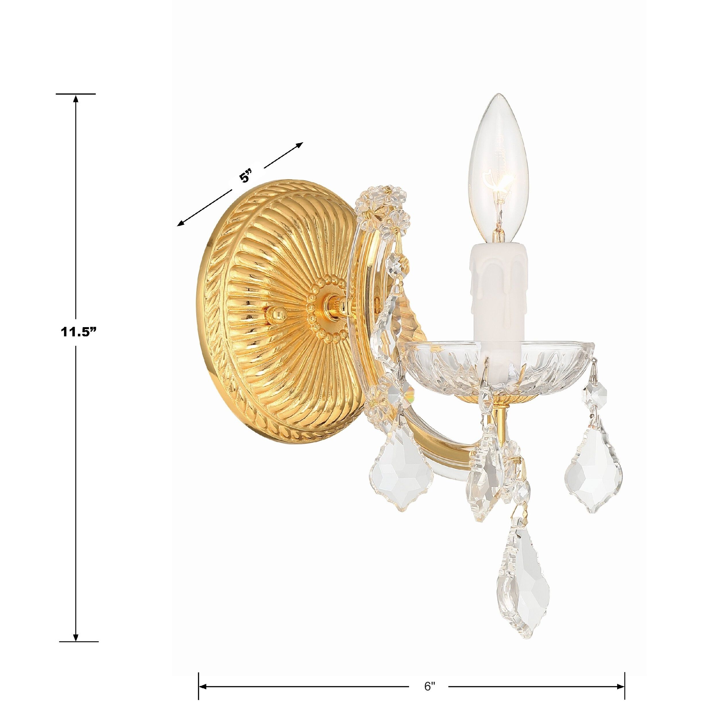 Maria Theresa Sconce Wall Light in Clear Hand Cut, Gold