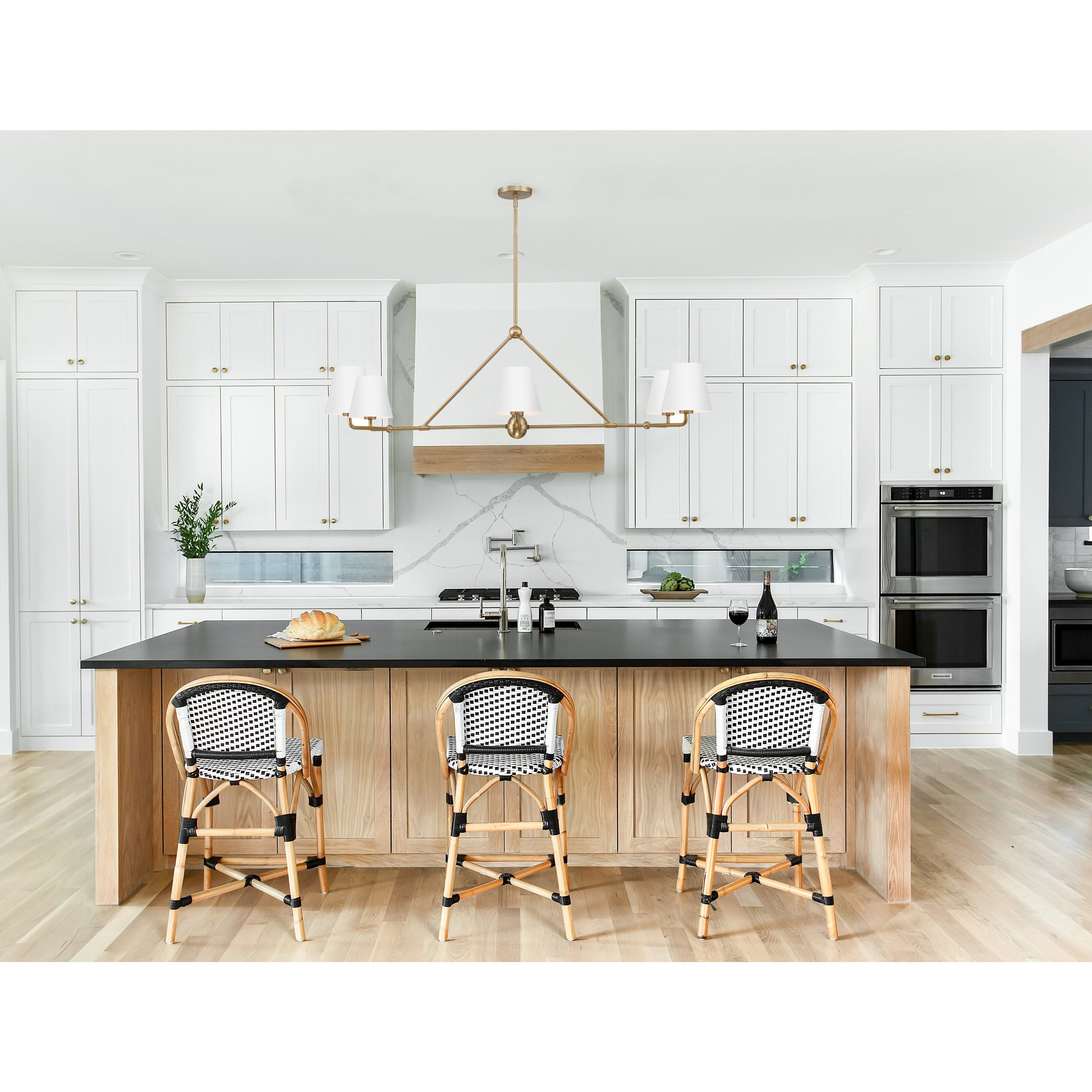 Xavier 6 Light 46 inch Vibrant Gold Linear Chandelier Ceiling Light in Vibrant Gold and White