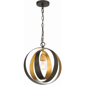 Luna 1 Light 12 inch English Bronze with Antique Gold Mini Chandelier Ceiling Light