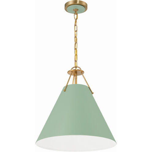 Xavier 3 Light 16 inch Vibrant Gold and Green Pendant Ceiling Light