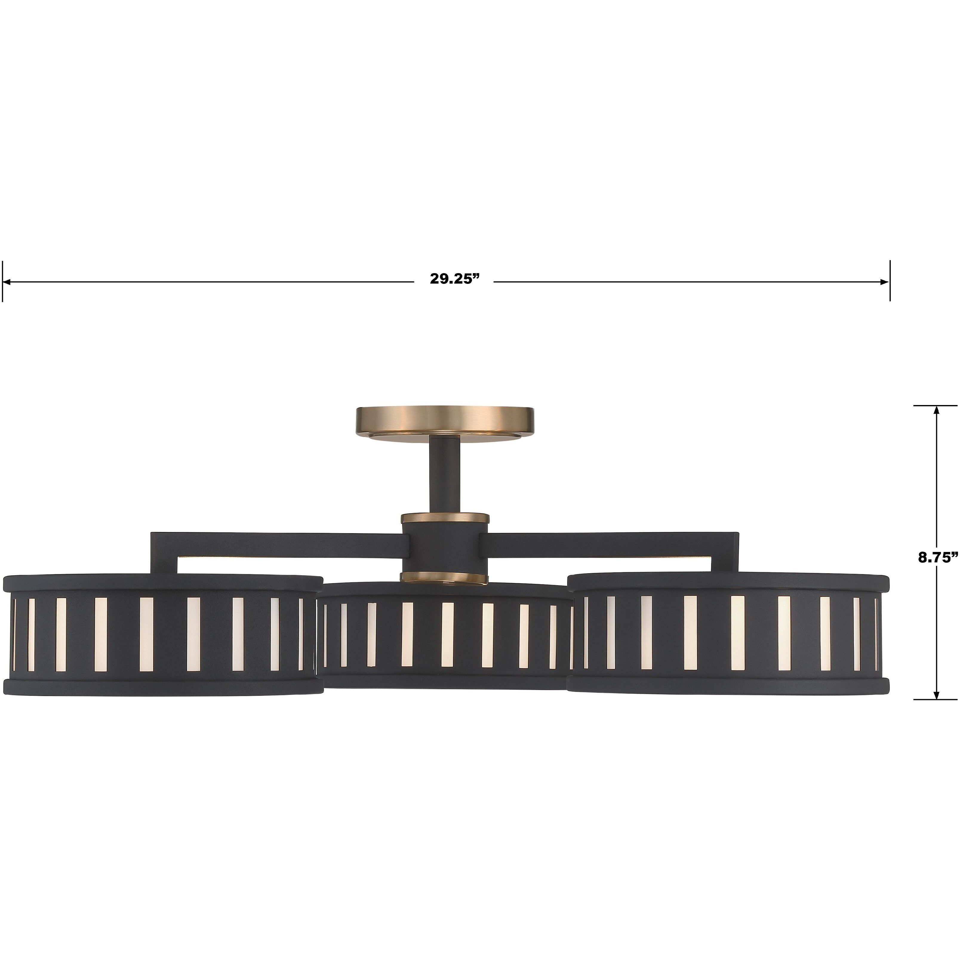 Kendal 6 Light 29.25 inch Vibrant Gold and Black Forged Semi Flush Ceiling Light