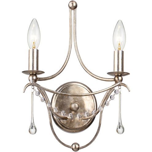 Metro 2 Light 10 inch Antique Silver Sconce Wall Light