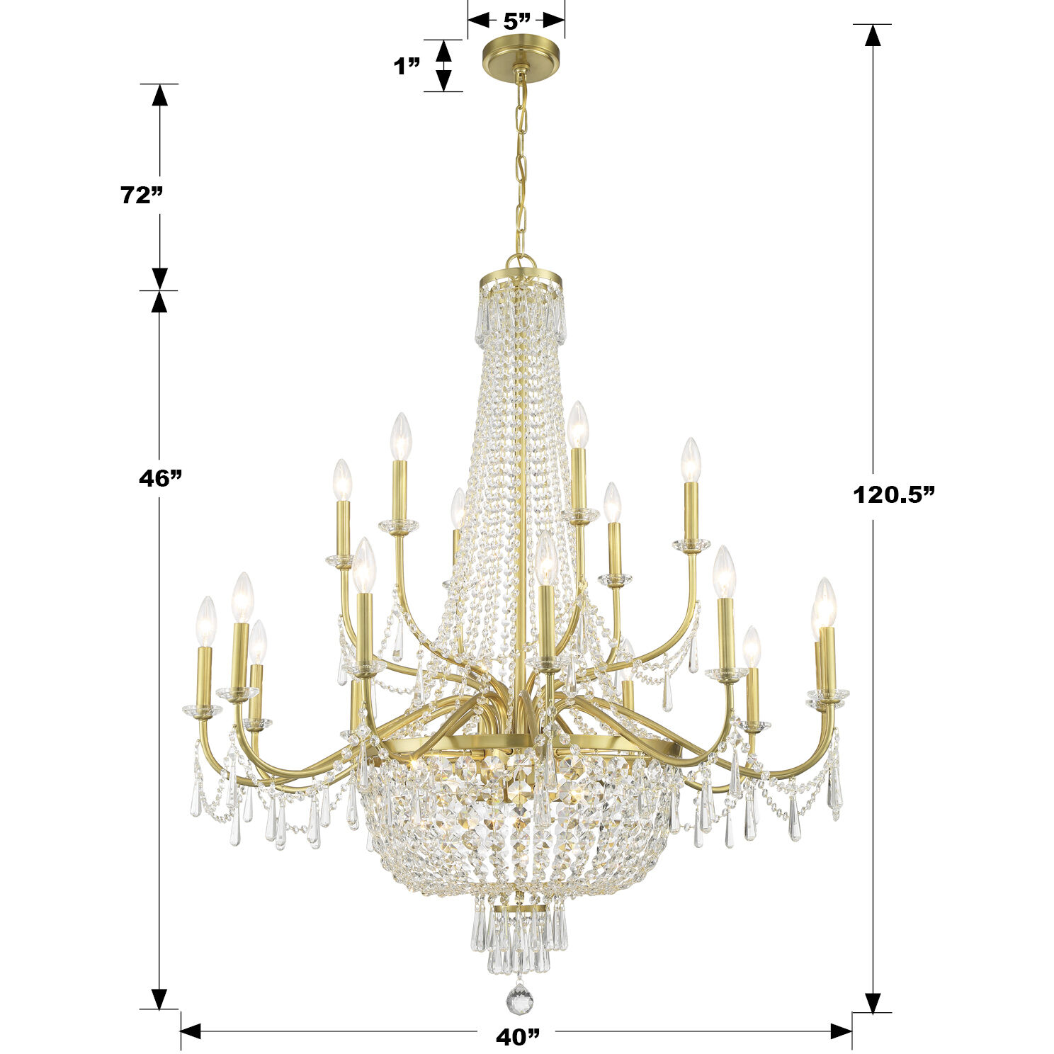 Haywood 22 Light 40 inch Aged Brass Chandelier Ceiling Light