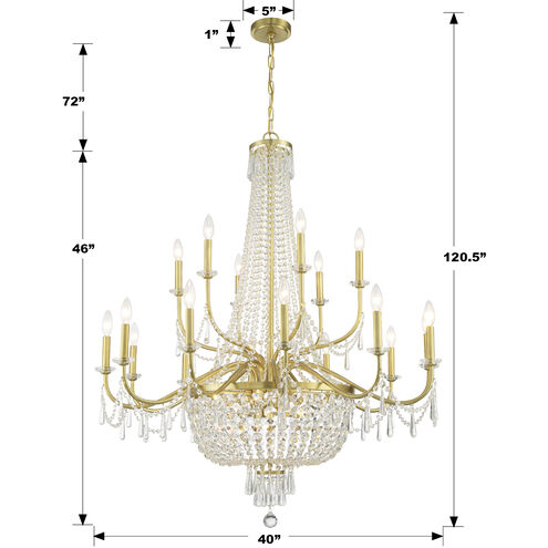 Haywood 22 Light 40 inch Aged Brass Chandelier Ceiling Light
