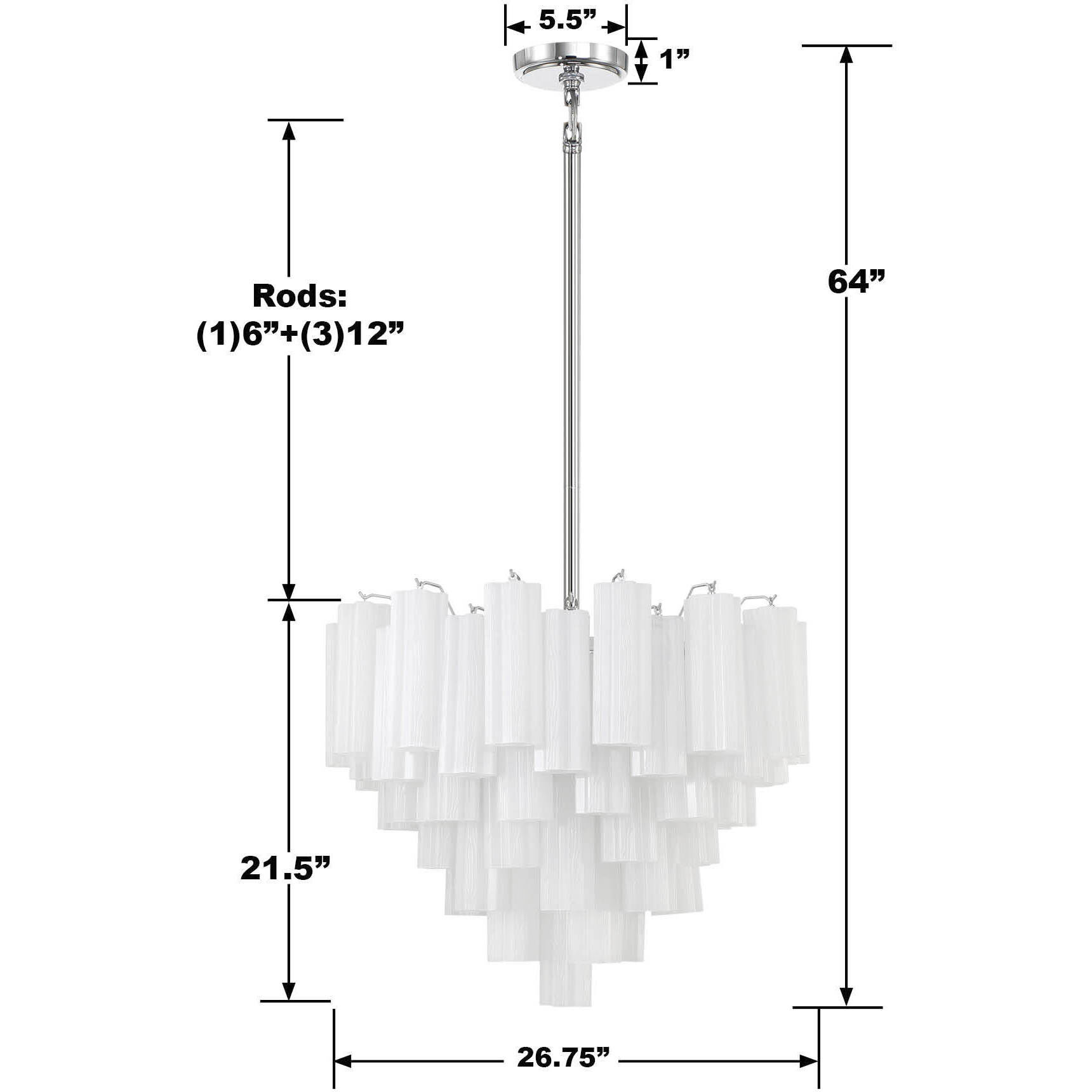 Addis 12 Light 26.75 inch Polished Chrome Chandelier Ceiling Light in Tronchi Glass White