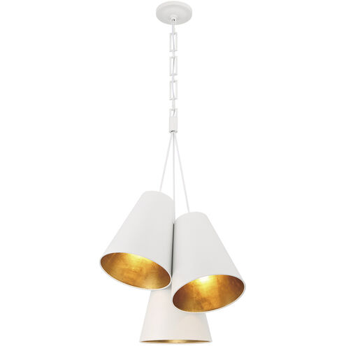 Alston 3 Light 20 inch Matte White/Antique Gold Pendant Ceiling Light in Matte White and Antique Gold