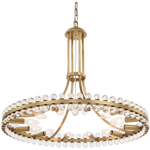 Clover 12 Light 28.75 inch Aged Brass Chandelier Ceiling Light