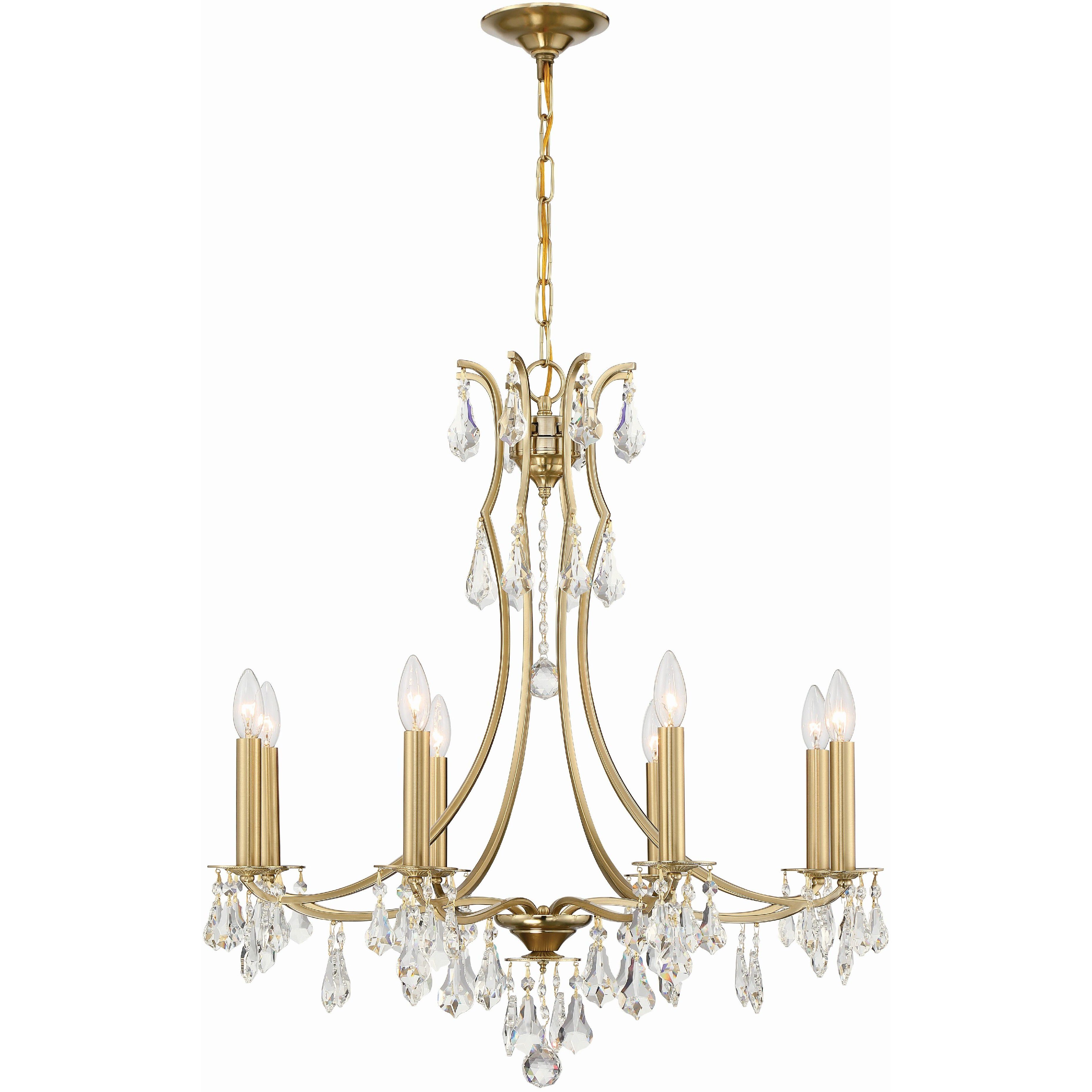 Cedar 8 Light 28 inch Vibrant Gold Chandelier Ceiling Light in Clear Hand Cut