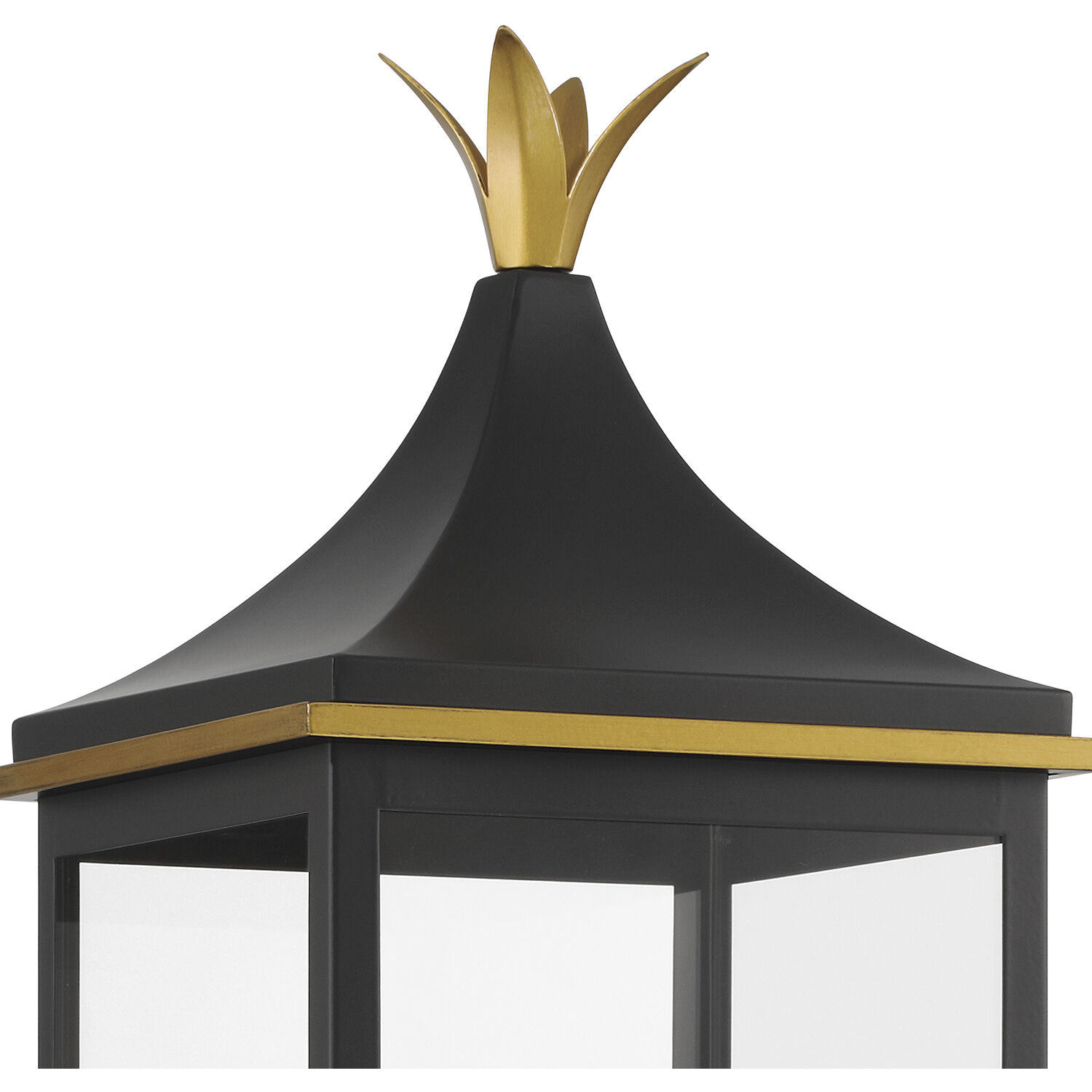 Simpson 3 Light 27.75 inch Matte Black and Textured Gold Outdoor Post