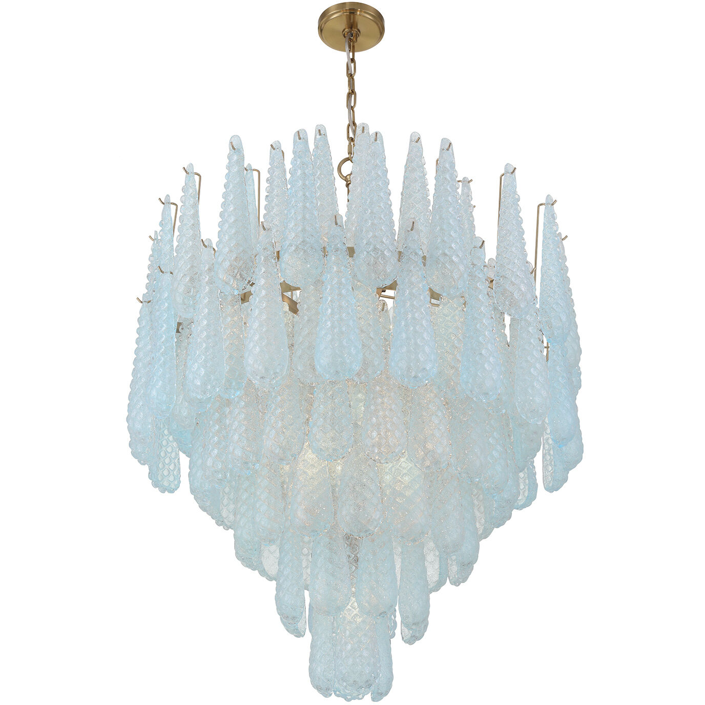 Ollie 21 Light 33.25 inch Aged Brass Chandelier Ceiling Light in Sand Glass Blue