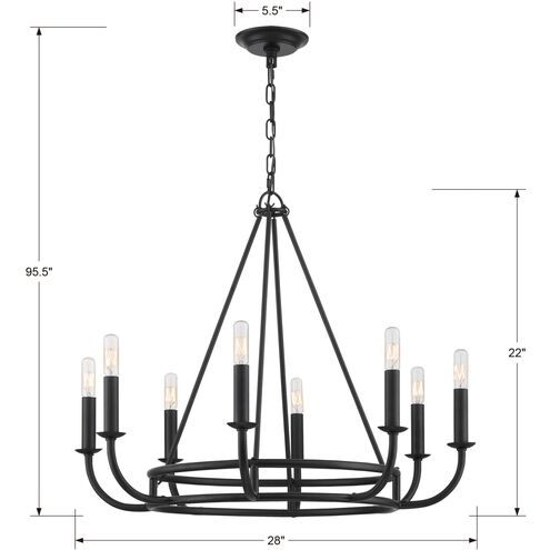 Bailey 8 Light 28 inch Matte Black Chandelier Ceiling Light