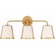 Fulton 3 Light 23.25 inch Antique Gold Bathroom Vanity Light Wall Light in White