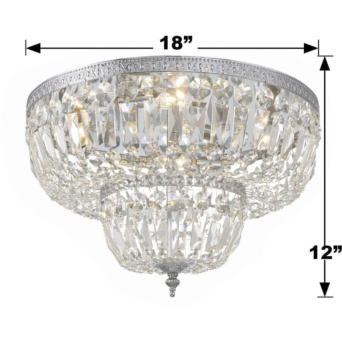 Waltham 4 Light 18 inch Polished Chrome Flush Ceiling Light in Clear Hand Cut