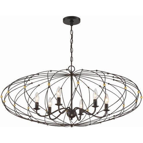 Zucca 6 Light 38.25 inch English Bronze and Antique Gold Chandelier Ceiling Light