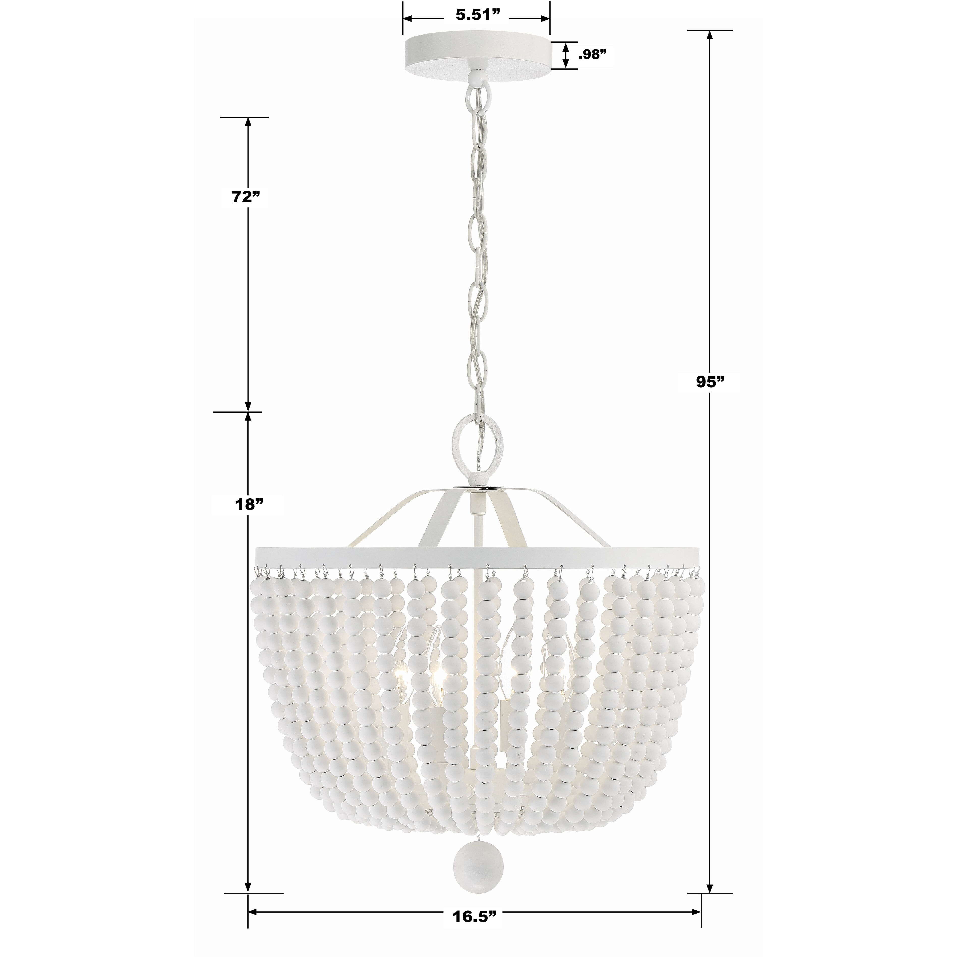 Rylee 4 Light 16.5 inch Matte White Chandelier Ceiling Light